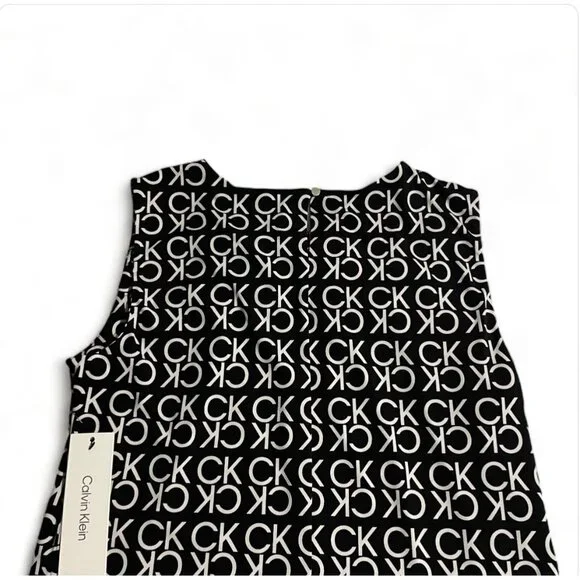 Calvin Klein Black & White Sleeveless Logo Top – Women’s Size M - Picture 6 of 11